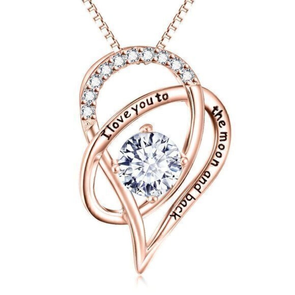 New 18K Rose Gold I Love You TO THE MOON AND BACK